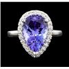 Image 2 : 4.06 ctw Tanzanite and Diamond Ring - 14KT White Gold