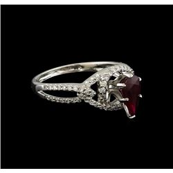 1.09 ctw Ruby and Diamond Ring - 18KT White Gold