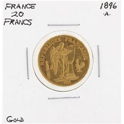 1896-A France 20 Francs Gold Coin