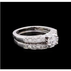 1.70 ctw Diamond Wedding Ring Set - 18KT White Gold