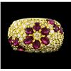 Image 2 : 2.32 ctw Ruby and Diamond Ring - 18KT Yellow Gold