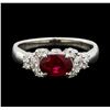 Image 2 : 0.99 ctw Ruby and Diamond Ring - Platinum