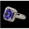 Image 1 : 5.04 ctw Tanzanite and Diamond Ring - 14KT White Gold