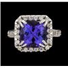 Image 2 : 5.04 ctw Tanzanite and Diamond Ring - 14KT White Gold