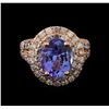 Image 2 : 4.30 ctw Tanzanite and Diamond Ring - 14KT Rose Gold