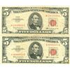 Image 1 : 1963 $5 VG/XF Red Seal Note Lot of 2