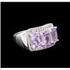 Image 1 : Crayola 2.10 ctw Pink Amethyst and White Sapphire Ring - .925 Silver
