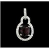 Image 1 : 2.86 ctw Red Spinel and Diamond Pendant - 14KT White Gold