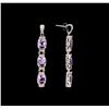 Image 2 : Crayola 15.60 ctw Pink Amethyst and White Sapphire Earrings - .925 Silver