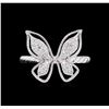 Image 2 : 0.27 ctw Diamond Butterfly Ring - 14KT White Gold