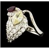 Image 1 : 1.29 ctw Diamond, Diamond and Ruby Ring - Platinum