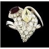 Image 2 : 1.29 ctw Diamond, Diamond and Ruby Ring - Platinum