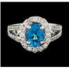 Image 2 : 2.81 ctw Blue Zircon and Diamond Ring - 14KT White Gold