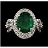 Image 2 : 4.54 ctw Emerald and Diamond Ring - 14KT White Gold