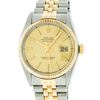 Image 1 : Rolex Two-Tone Gold Champagne Index and Fluted Bezel DateJust Men's Watch