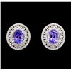 Image 1 : 14KT White Gold 5.42 ctw Tanzanite and Diamond Earrings