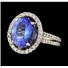 Image 1 : 4.10 ctw Tanzanite and Diamond Ring - 14KT White Gold