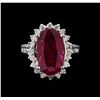 Image 2 : GIA Cert 5.16 ctw Ruby and Diamond Ring - 14KT White Gold