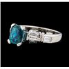 Image 1 : 3.12 ctw Blue Zircon and Diamond Ring - Platinum