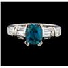 Image 2 : 3.12 ctw Blue Zircon and Diamond Ring - Platinum