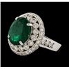 Image 1 : 5.16 ctw Emerald and Diamond Ring - 14KT White Gold