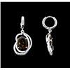 Image 2 : 4.15 ctw Tourmaline and Diamond Earrings - 14KT White Gold