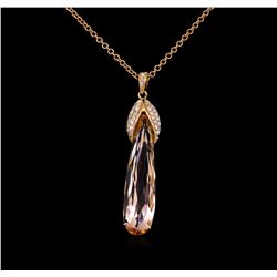 7.88 ctw Morganite and Diamond Pendant - 14KT Rose Gold