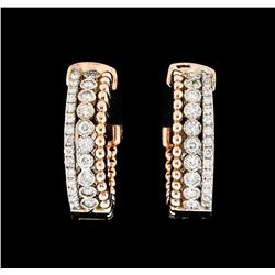 0.94 ctw Diamond Earrings - 14KT Rose and White Gold