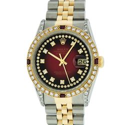 Rolex Two-Tone 1.65 ctw Diamond and Ruby DateJust Men's Watch