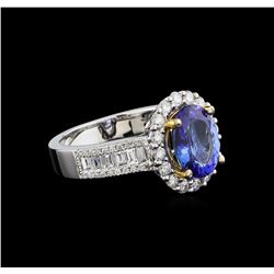 14KT Two-Tone Gold 1.97 ctw Tanzanite and Diamond Ring