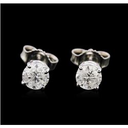 0.91 ctw Diamond Stud Earrings - 14KT White Gold