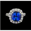 Image 2 : 7.13 ctw Tanzanite and Diamond Ring - 14KT White Gold