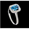 Image 4 : 1.96 ctw Blue Zircon and Diamond Ring -  Platinum