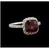 Image 1 : 2.37 ctw Garnet and Diamond Ring - 14KT White Gold