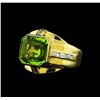 Image 1 : 5.20 ctw Peridot and Diamond Ring - 18KT Yellow Gold