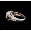 Image 3 : 14KT White Gold 0.84 ctw Ruby and Diamond Ring