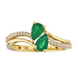 0.69 ctw Emerald and Diamond Ring - 18KT Yellow Gold