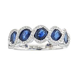 2.53 ctw Sapphire and Diamond Ring - 18KT White Gold