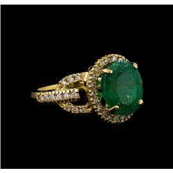 14KT Yellow Gold 2.84 ctw Emerald and Diamond Ring