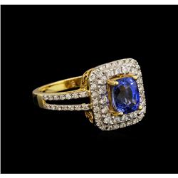 2.08 ctw Sapphire and Diamond Ring - 14KT Yellow Gold