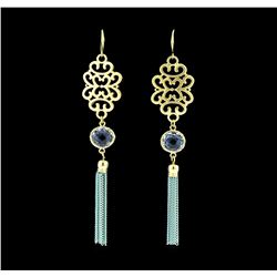 Filigree Chain Tassel Earrings - Gold Plated