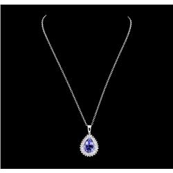 10.79 ctw Tanzanite and Diamond Pendant With Chain - 14KT White Gold