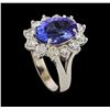 Image 4 : 4.01 ctw Tanzanite and Diamond Ring - 14KT White Gold