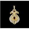 Image 1 : 0.60 ctw Ruby, Emerald and Diamond Pendant - 18KT Yellow Gold