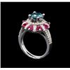 Image 4 : 14KT White Gold 1.89 ctw Fancy Blue Diamond and Ruby Ring