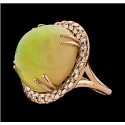 26.40 ctw Opal and Diamond Ring - 14KT Rose Gold