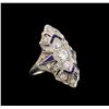 Image 1 : 0.73 ctw Diamond and Sapphire Ring - Platinum