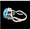 Image 3 : 3.55 ctw Turquoise and Diamond Ring - 14KT White Gold