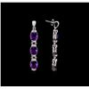 Image 2 : Crayola 15.60 ctw Amethyst and White Sapphire Earrings - .925 Silver