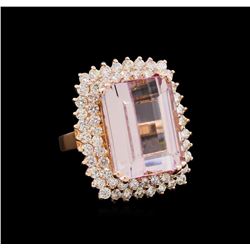 18.09 ctw Kunzite and Diamond Ring - 14KT Rose Gold